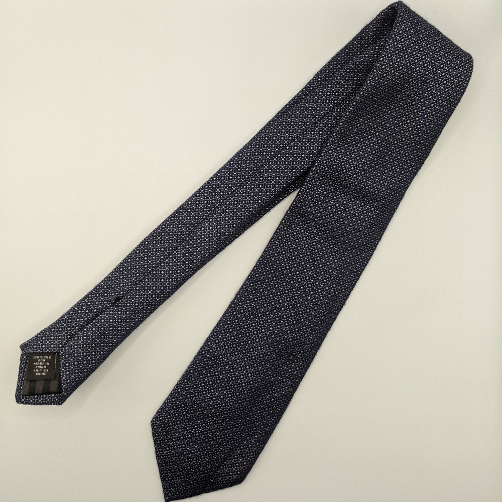 Black Brown 1826 - Blue with Silver Geometric Pattern Men's Neck Tie